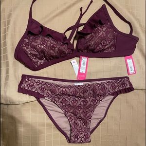 xhilaration bikini set black cherry Large DD lace